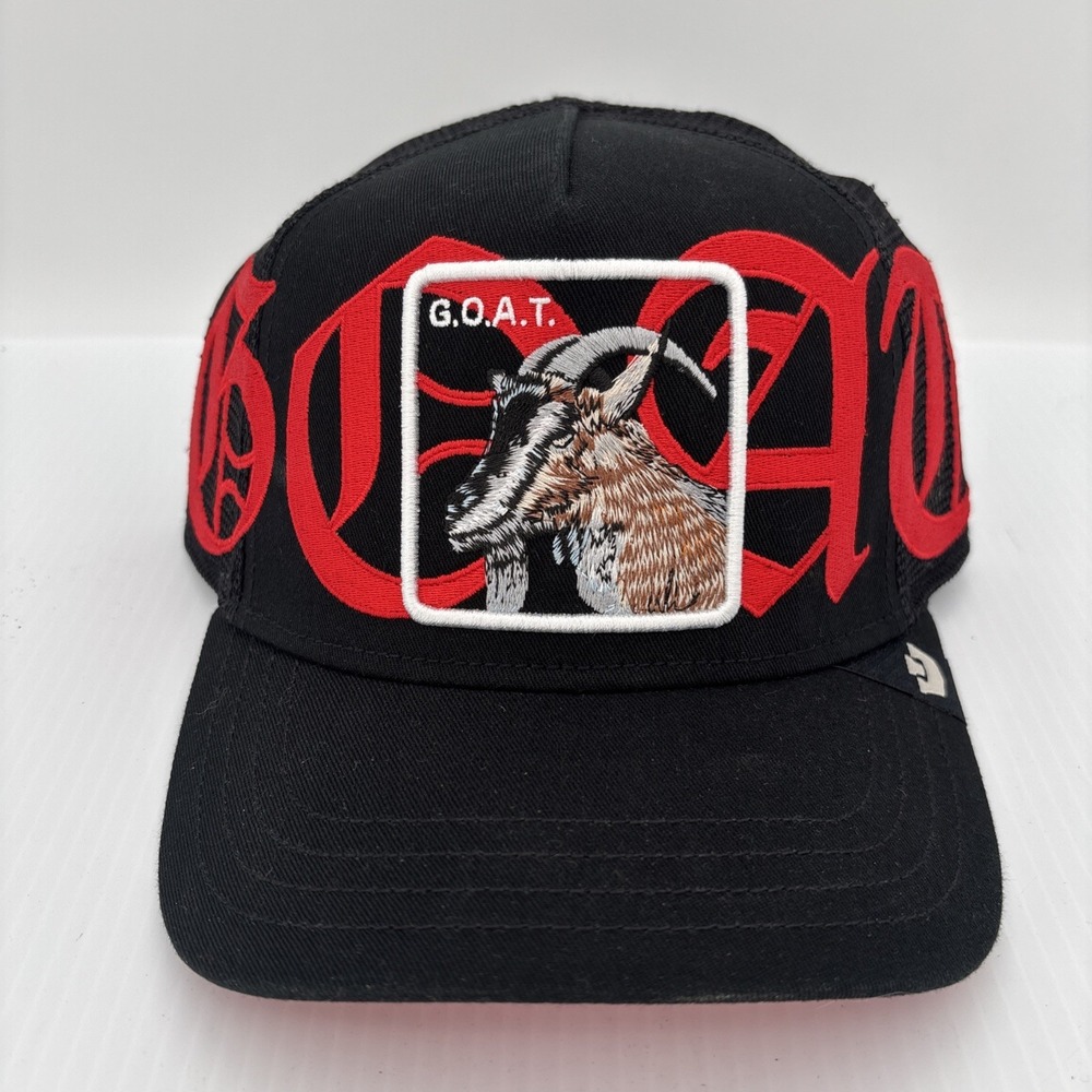 Goorin Bros Old English Goat Trucker Hat Mesh Snapback Black Red New
